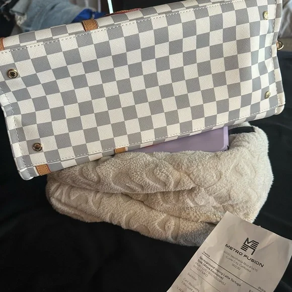 Sprayground Tan and White Checkered Tote - Picture 7 of 7